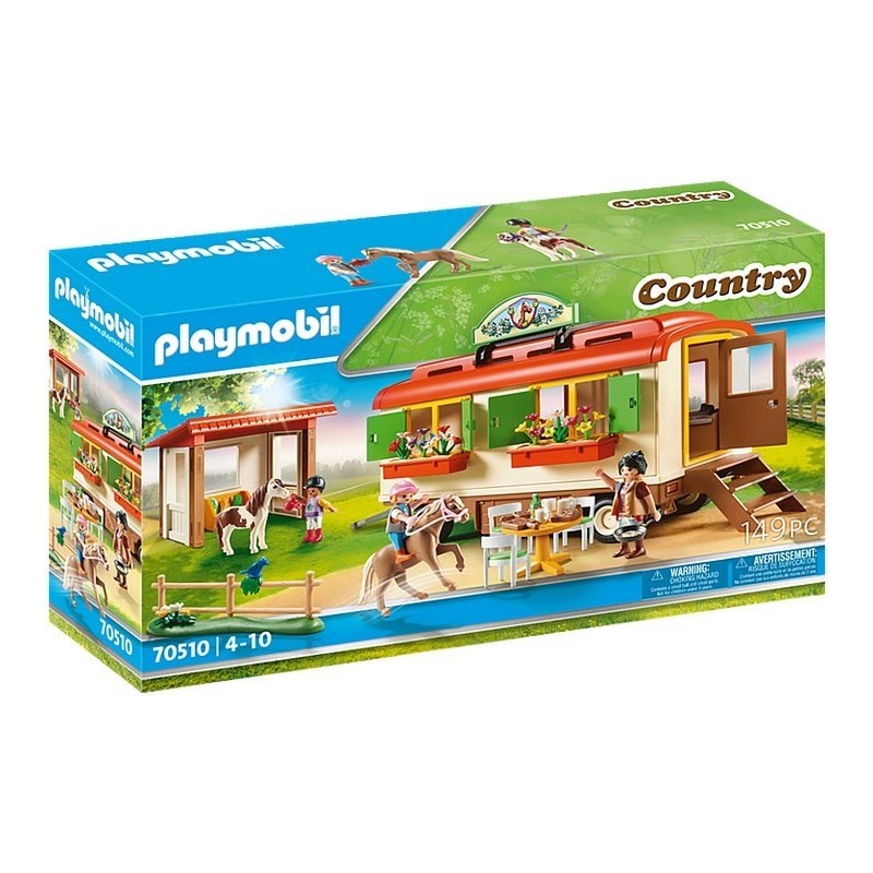PLAYMOBIL® Country - 70510 - Box de poneys et roulotte